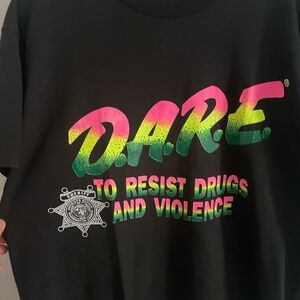 Vintage 1990s D.A.R.E. Black Graphic T-Shirt